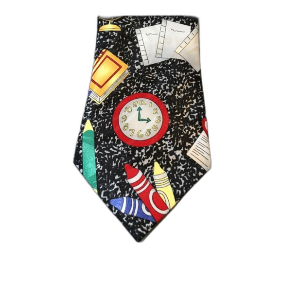 Steven Harris Teacher Tie Black White - Picture 1 of 5